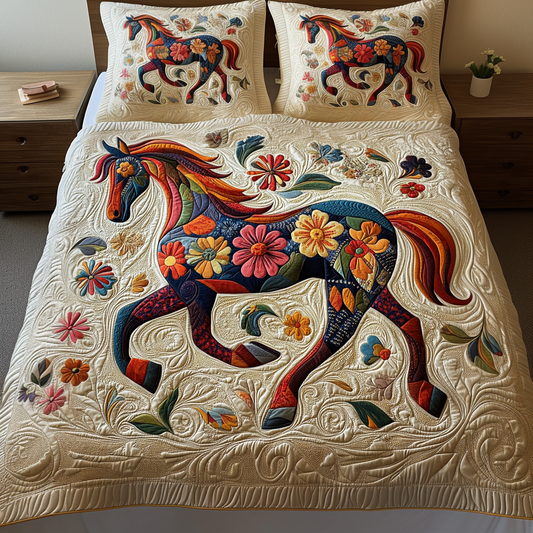 Floral Gallop 3-Piece Quilted Bedding Set NCU0VH1149