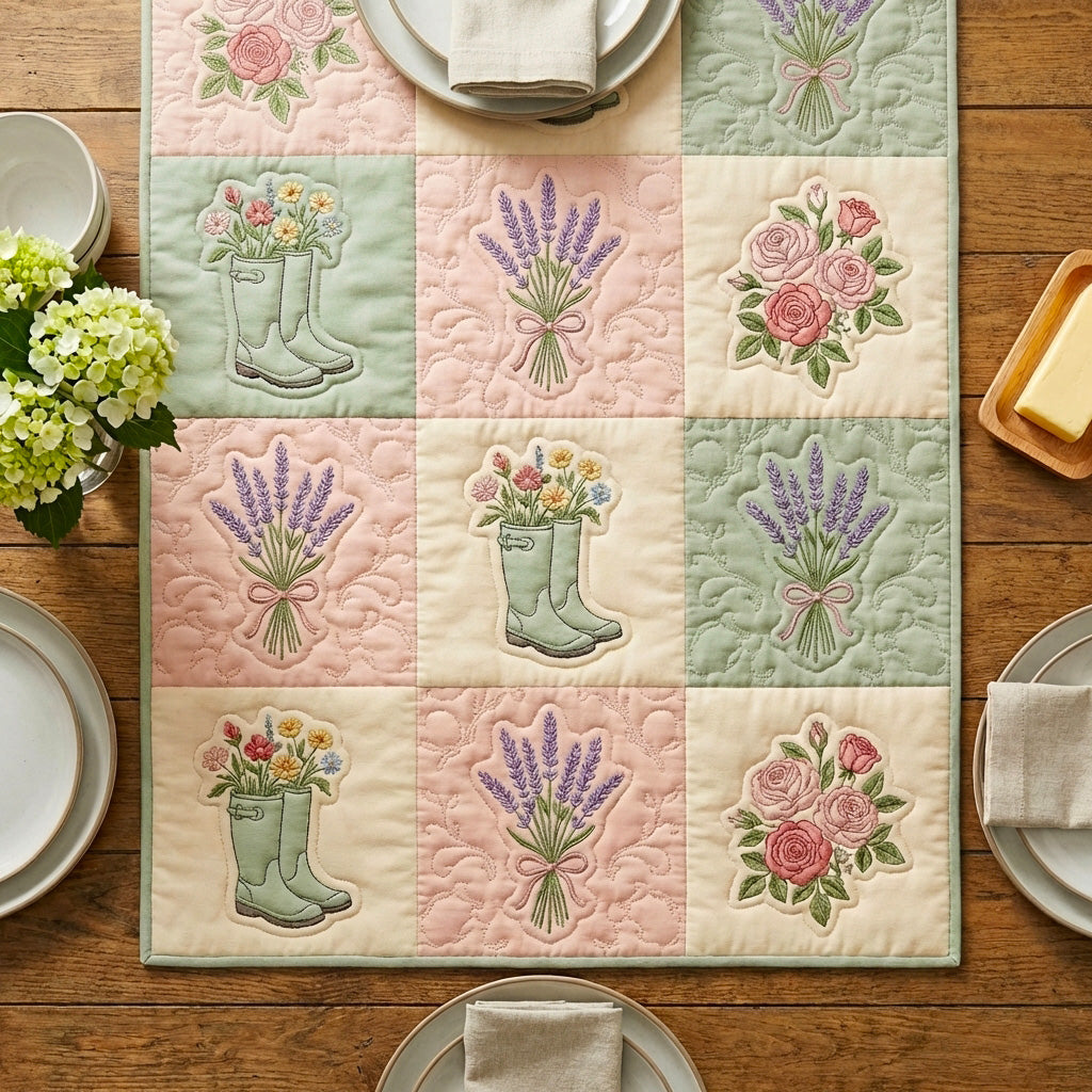 Floral Garden Quilted Table Runner NCU0TV1781