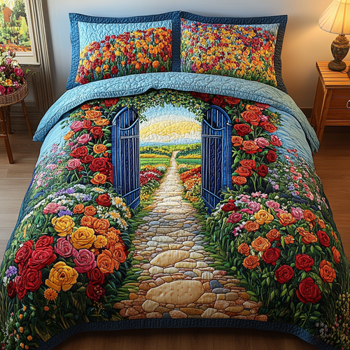 Floral Gateway 3-Piece Quilted Bedding Set NCU0VL2582