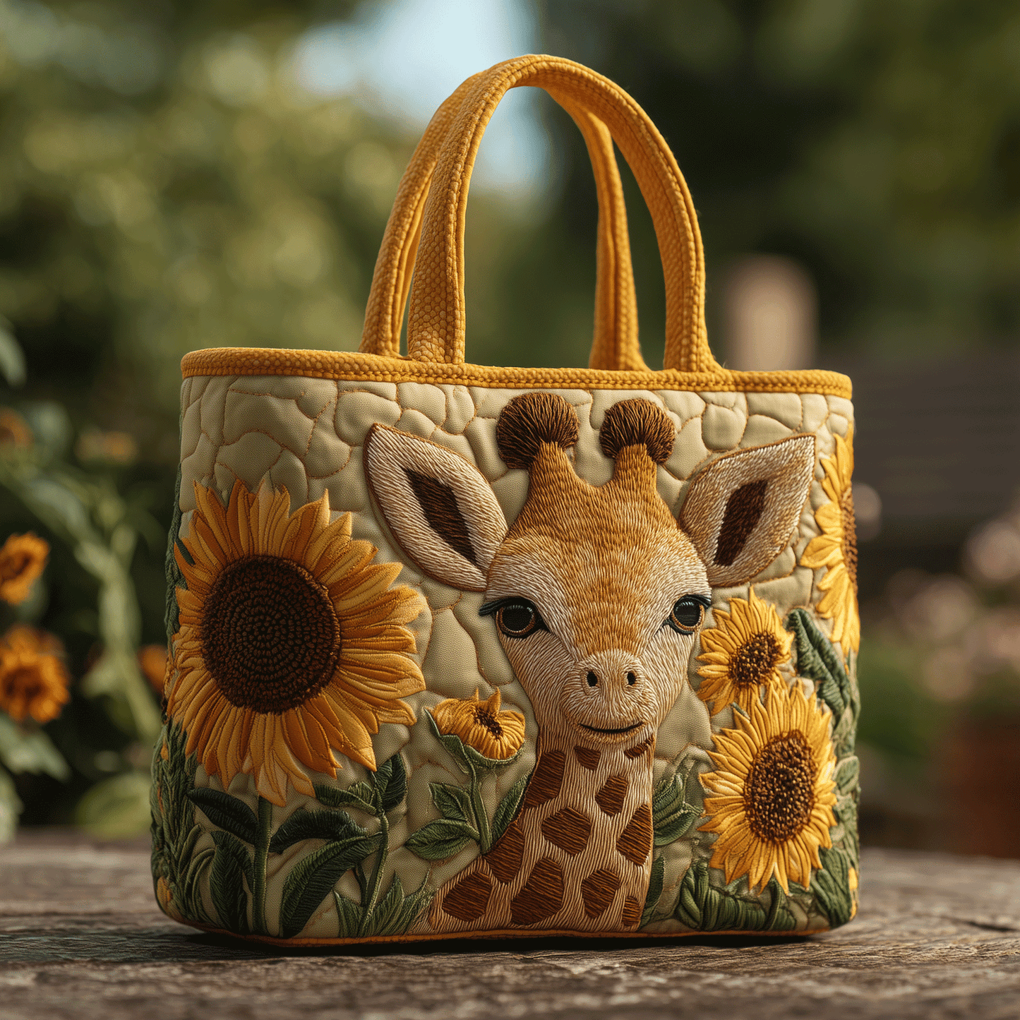 Floral Giraffe Quilted Tote Bag NCU0TH2744