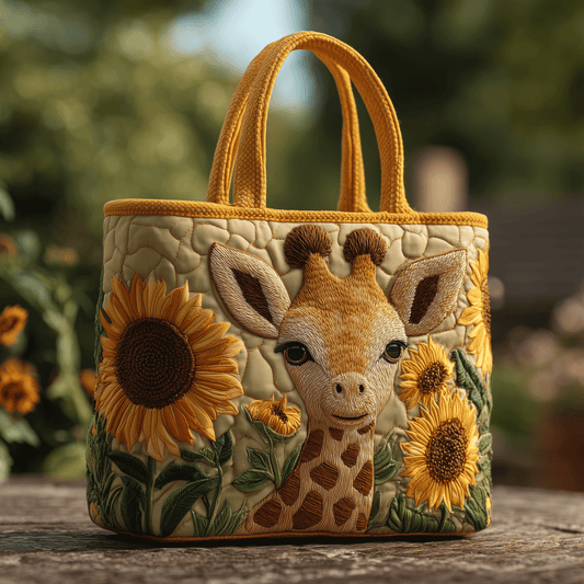 Floral Giraffe Quilted Tote Bag NCU0TH2744