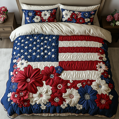 Floral Glory 3-Piece Quilted Bedding Set NCU0DK8458