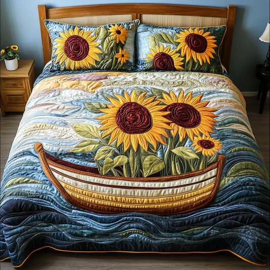 Floral Glow 3-Piece Quilted Bedding Set NCU0DK6225