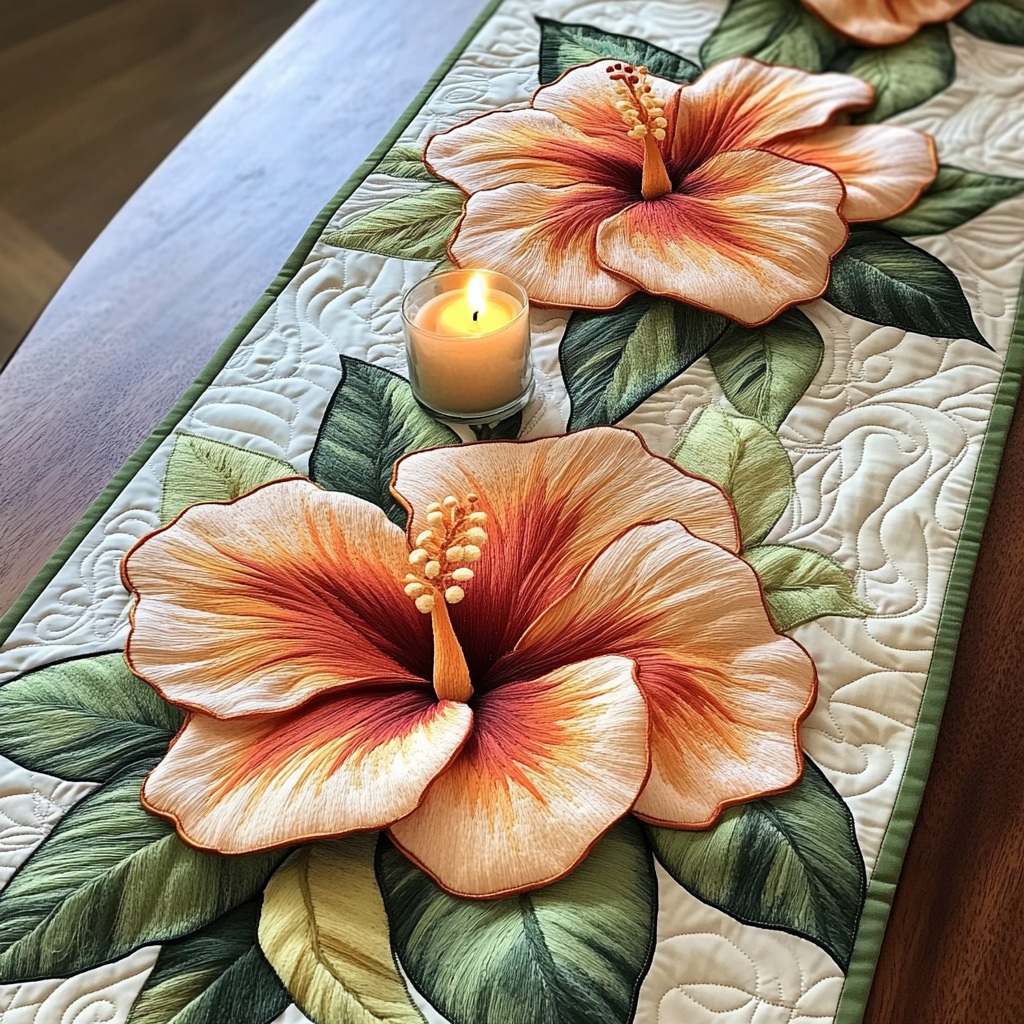 Floral Glow Quilted Table Runner NCU0VH3956