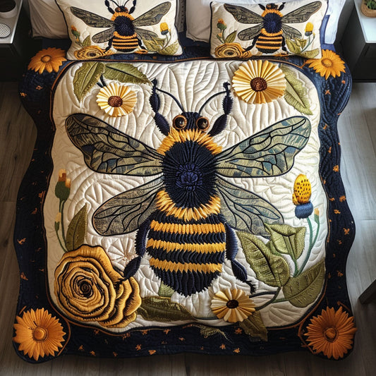 Floral Guardian 3-Piece Quilted Bedding Set NCU0NT4593