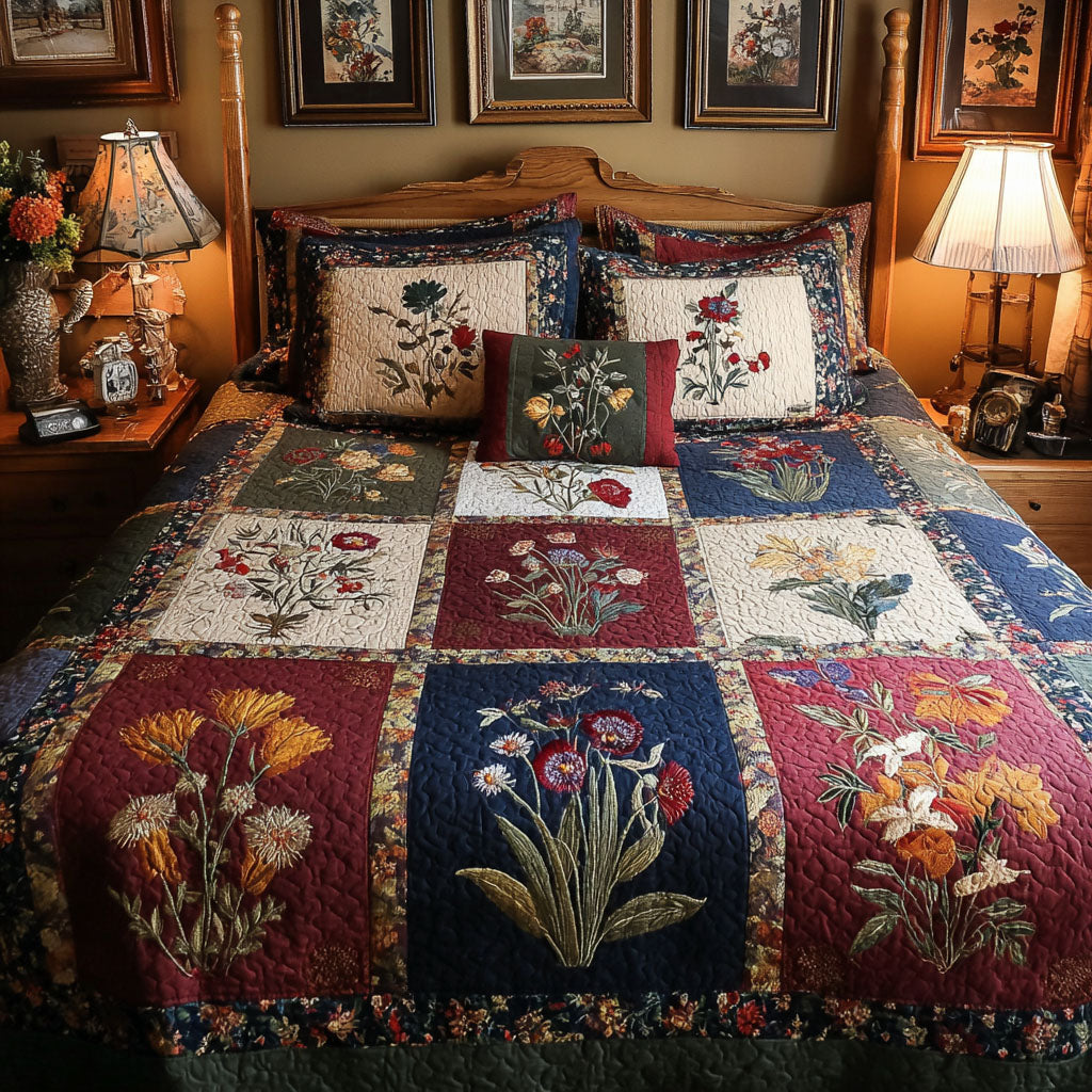 Floral Harmony 3-Piece Quilted Bedding Set NCU0DK11554