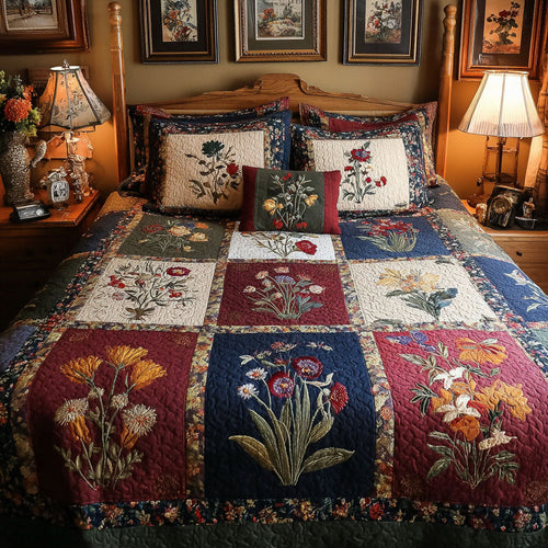Floral Harmony 3-Piece Quilted Bedding Set NCU0DK11554