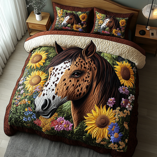 Floral Harmony 3-Piece Quilted Bedding Set NCU0DK6375