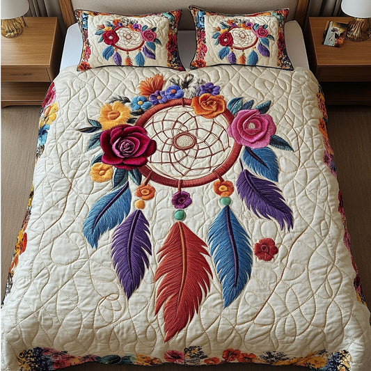 Floral Harmony 3-Piece Quilted Bedding Set NCU0NT3376