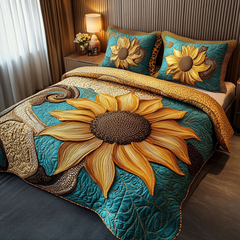 Floral Harmony 3-Piece Quilted Bedding Set NCU0NT5525