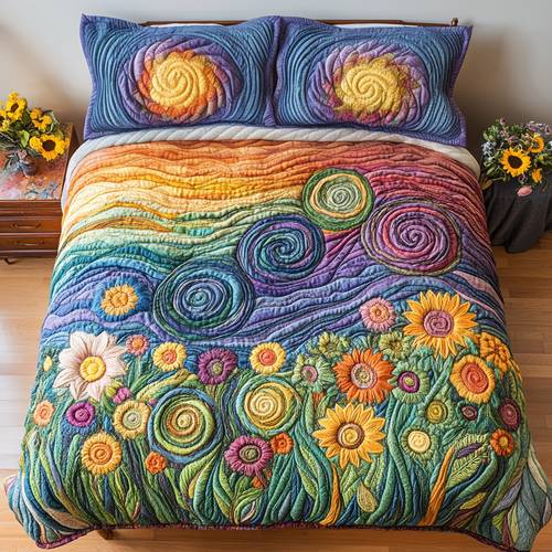 Floral Harmony 3-Piece Quilted Bedding Set NCU0VH3825
