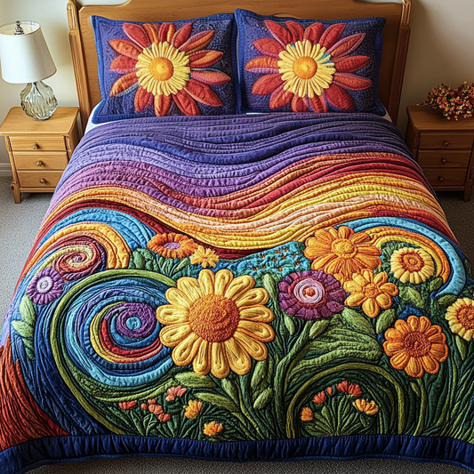 Floral Harmony 3-Piece Quilted Bedding Set NCU0VH3829
