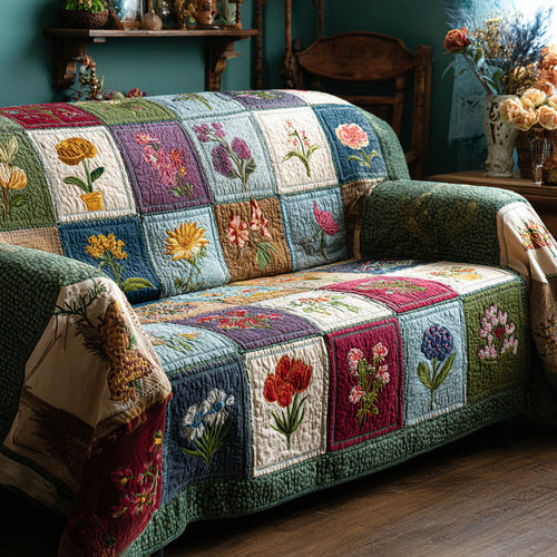 Floral Harmony Quilted Sofa Cover NCU0DK11951
