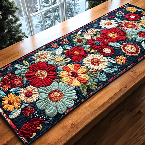 Floral Harmony Quilted Table Runner NCU0DK4244