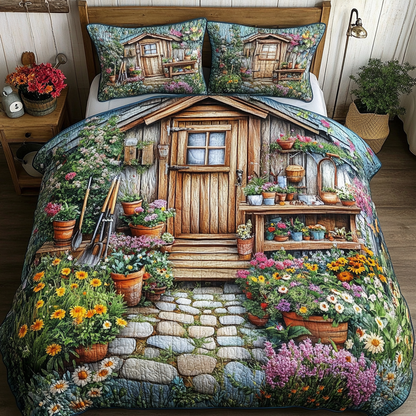 Floral Haven 3-Piece Quilted Bedding Set NCU0VL2188