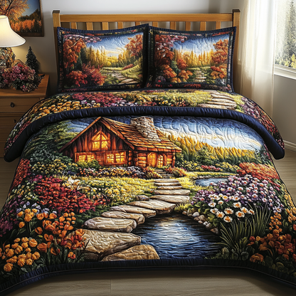 Floral Haven 3-Piece Quilted Bedding Set NCU0VL2603