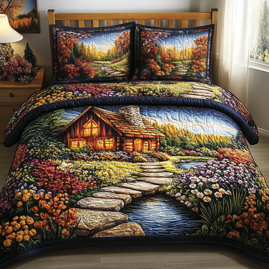 Floral Haven 3-Piece Quilted Bedding Set NCU0VL2603