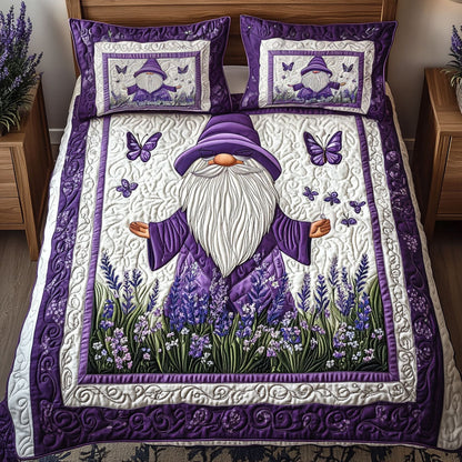 Floral Haven Gnome 3-Piece Quilted Bedding Set NCU0PT3192