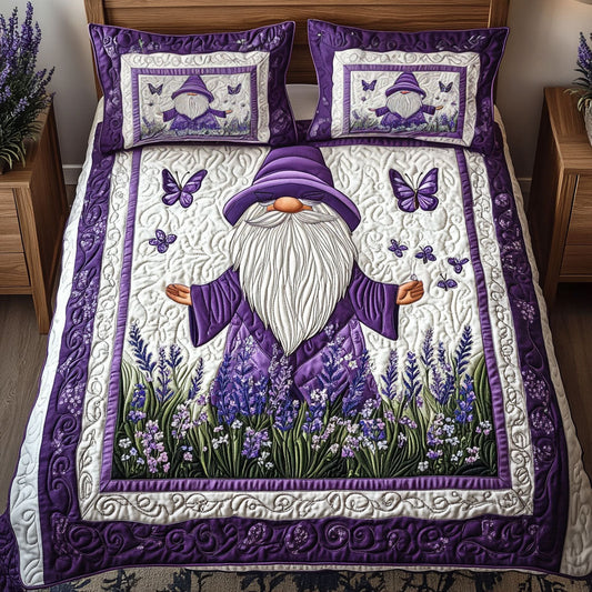 Floral Haven Gnome 3-Piece Quilted Bedding Set NCU0PT3192