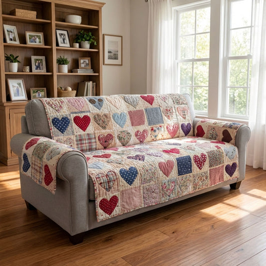 Floral Hearts Quilted Sofa Cover NCU0DK12182