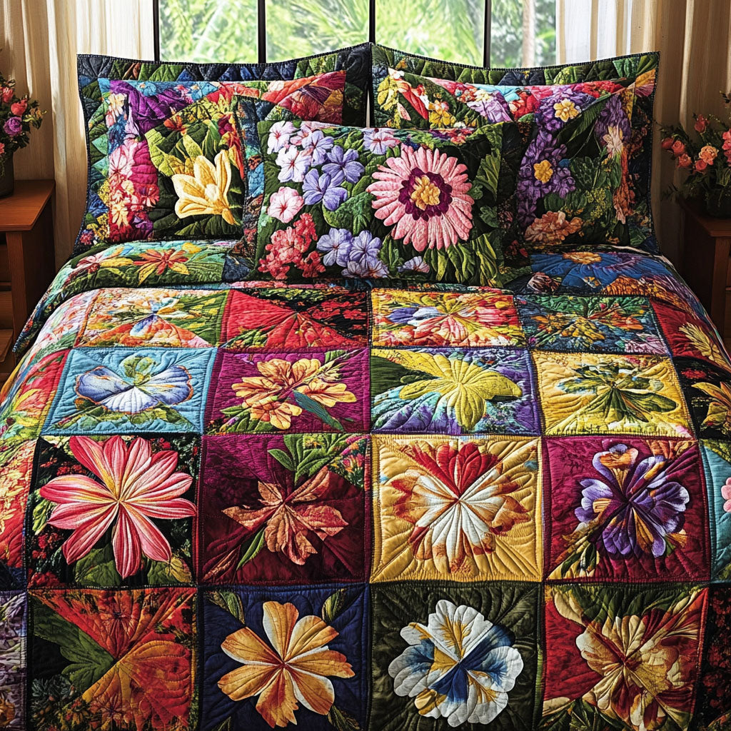 Floral Heirloom 3-Piece Quilted Bedding Set NCU0PT4779