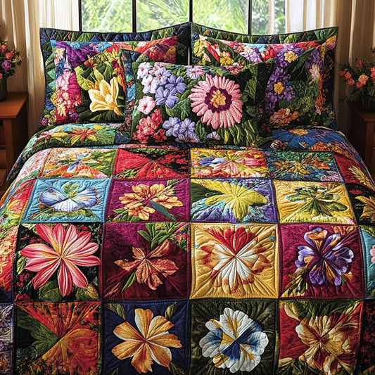 Floral Heirloom 3-Piece Quilted Bedding Set NCU0PT4779