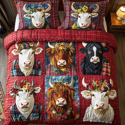 Floral Herd 3-Piece Quilted Bedding Set NCU0VH2467