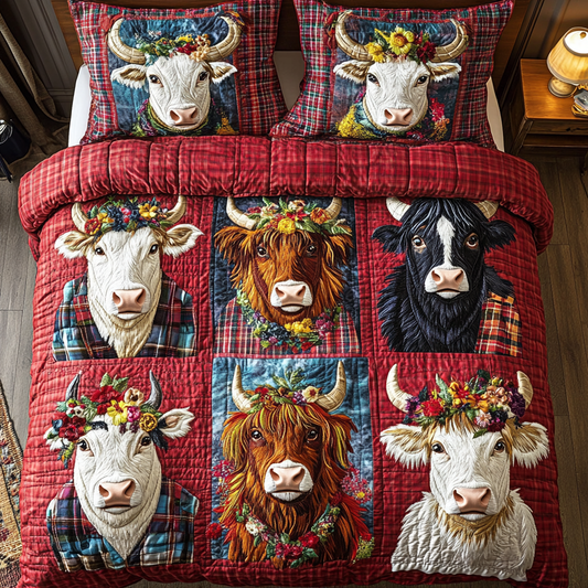 Floral Herd 3-Piece Quilted Bedding Set NCU0VH2467