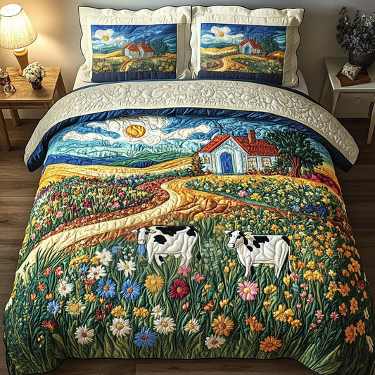 Floral Herd 3-Piece Quilted Bedding Set NCU0VH3820