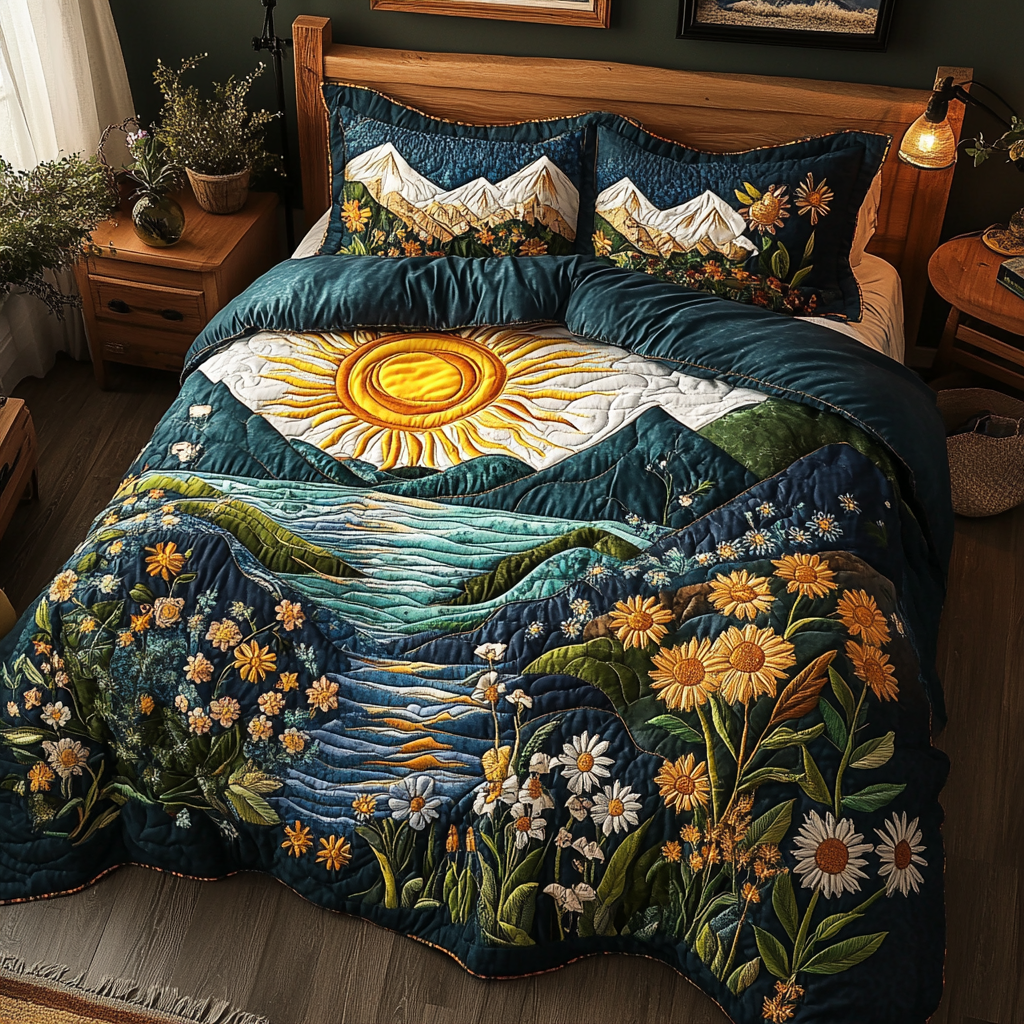 Floral Horizon 3-Piece Quilted Bedding Set NCU0VL1023