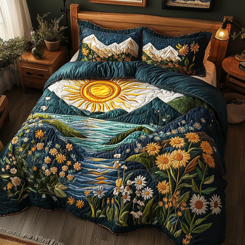 Floral Horizon 3-Piece Quilted Bedding Set NCU0VL1023