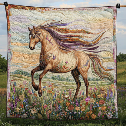 Floral Horse Quilted Blanket NCU0DV6352