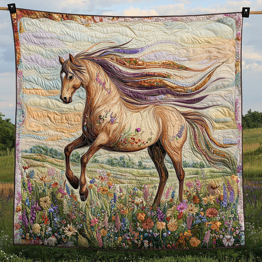 Floral Horse Quilted Blanket NCU0DV6352