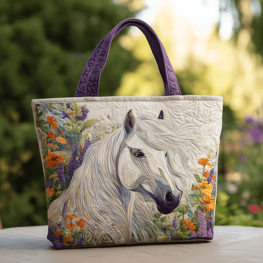 Floral Horse Quilted Tote Bag NCU0TH2873