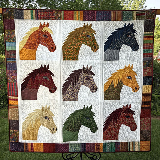 Floral Horses Quilted Blanket NCU0NT3469