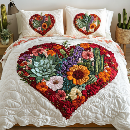 Floral Hug 3-Piece Quilted Bedding Set NCU0VH5903
