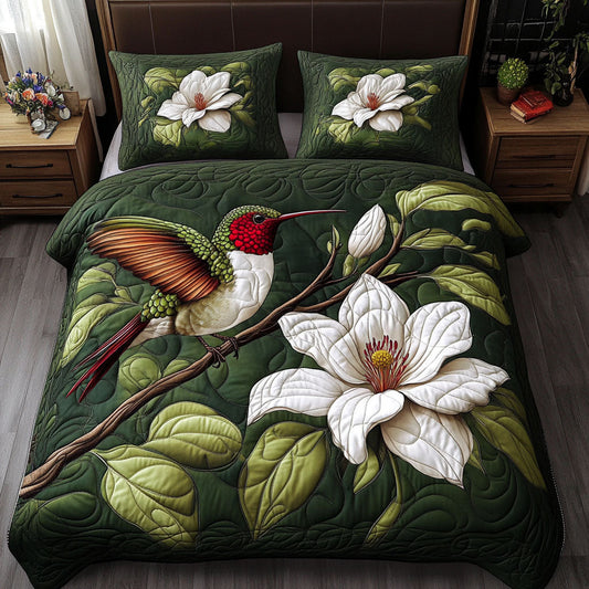 Floral Hummingbird 3-Piece Quilted Bedding Set NCU0NT6202