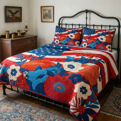 Floral Independence 3-Piece Quilted Bedding Set NCU0NT12361