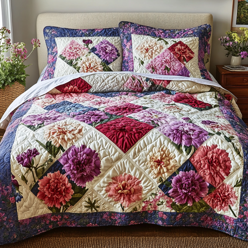 Floral Kiss 3-Piece Quilted Bedding Set NCU0DV5042