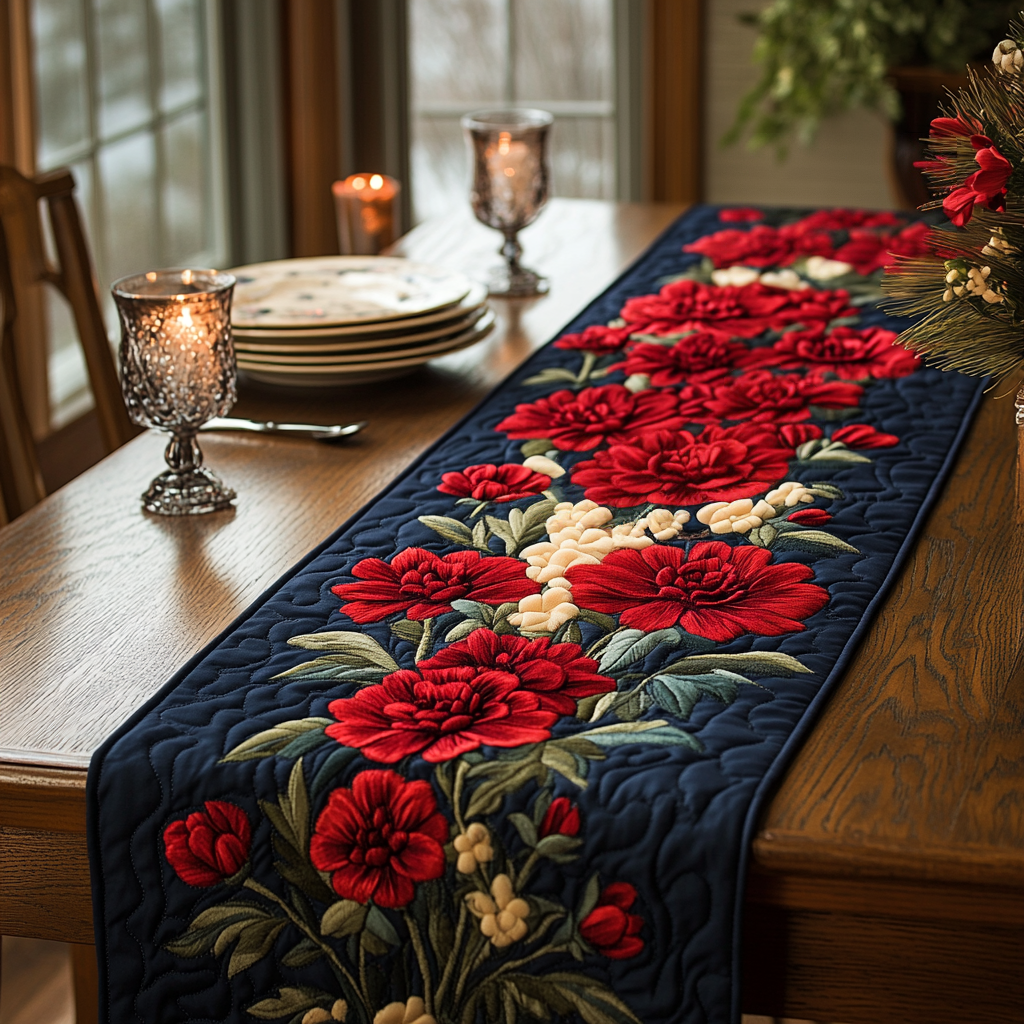 Floral Kiss Quilted Table Runner NCU0DV5049
