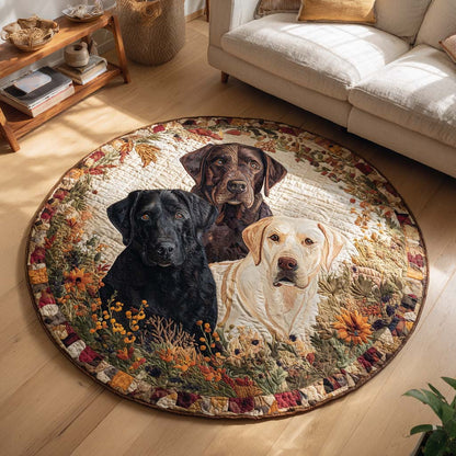 Floral Labrador Meadow Quilted Round Mat NCU0HH1898