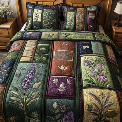 Garden Bookscape 3-Piece Quilted Bedding Set NCU0VT181