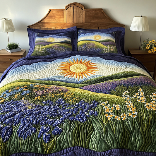 Floral Light 3-Piece Quilted Bedding Set NCU0VH4422