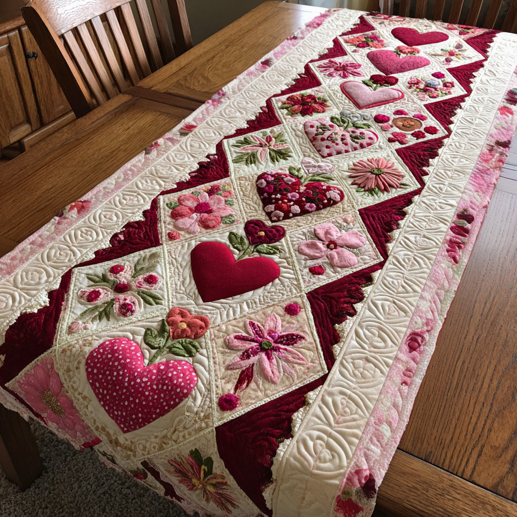 Floral Love Quilted Table Runner NCU0TD2137