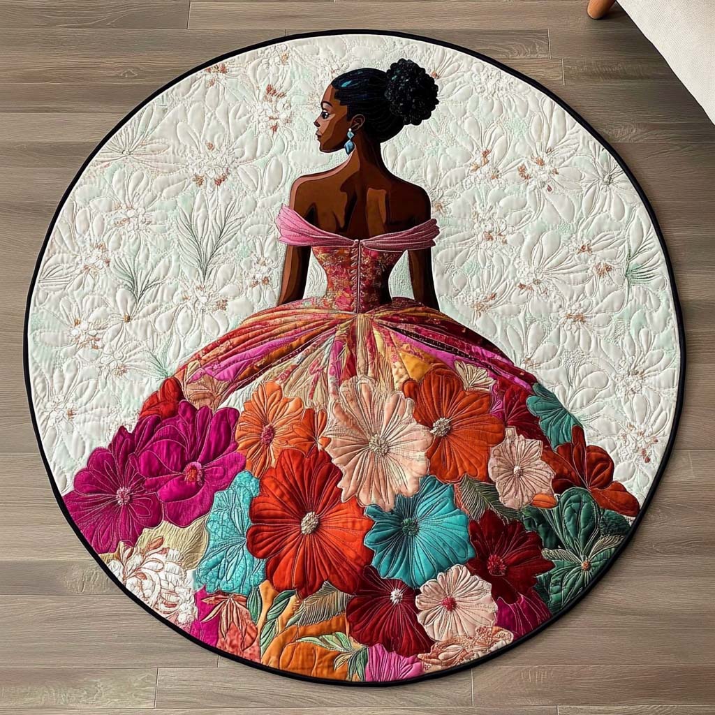 Floral Majesty Quilted Round Mat NCU0NT8235