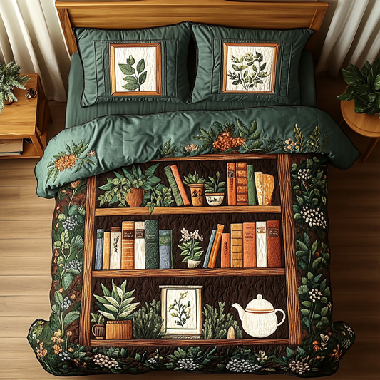 Floral Manuscript 3-Piece Quilted Bedding Set NCU0DK9306