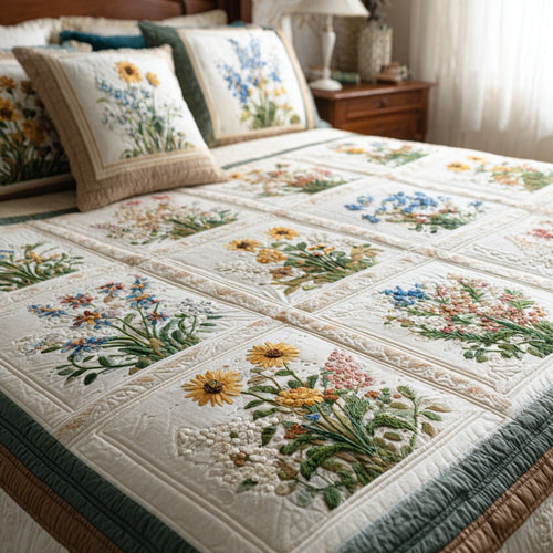 Floral Meadow 3-Piece Quilted Bedding Set NCU0DV9335