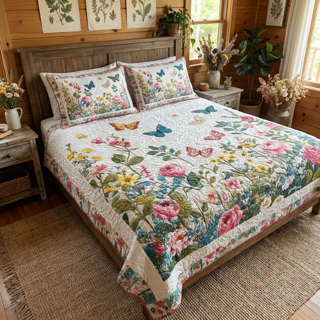 Floral Meadow Escape 3-Piece Quilted Bedding Set NCU0PT11524