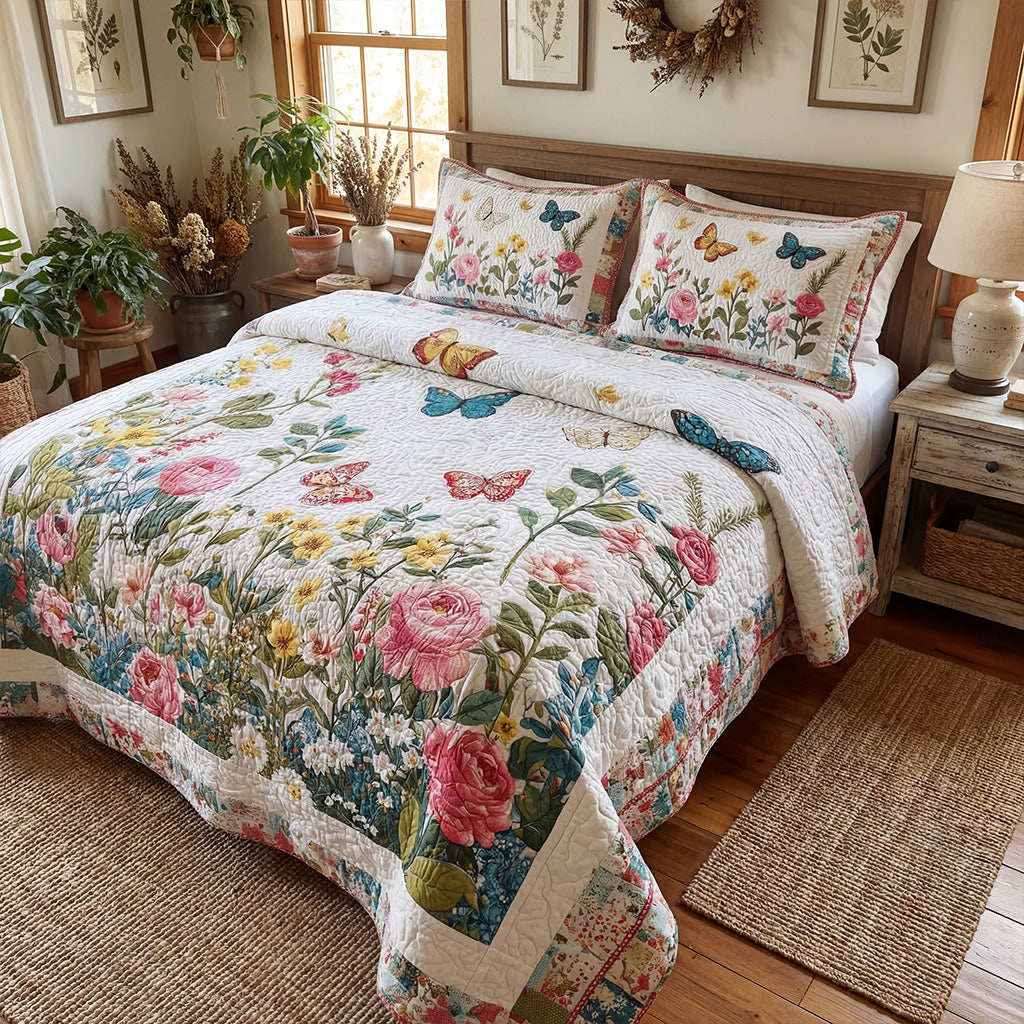 Floral Meadow Escape 3-Piece Quilted Bedding Set NCU0PT11524