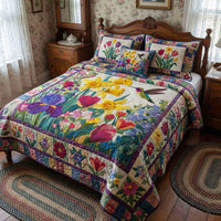 Floral Morning Light 3-Piece Quilted Bedding Set NCU0NT12221